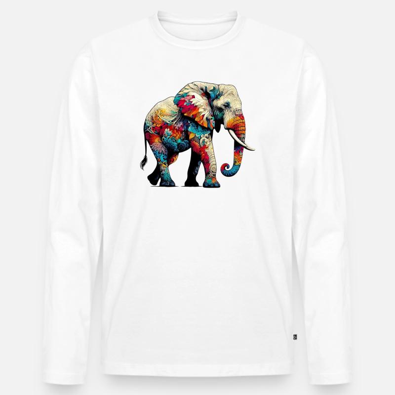 Elefant - Männer Premium Bio Langarmshirt - Weiß