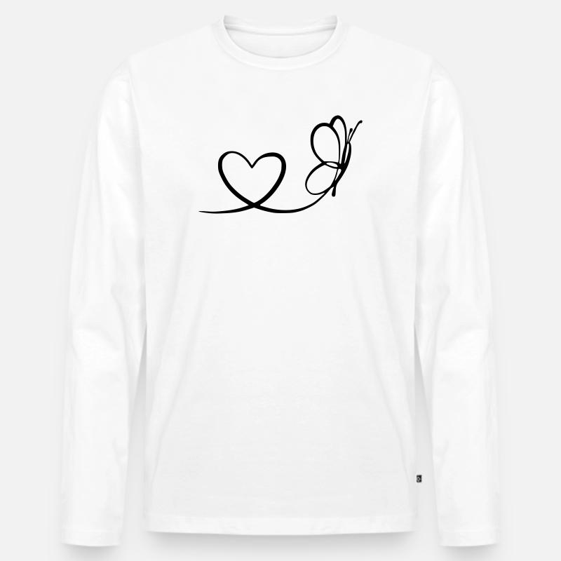 Schmetterling mit Herz - Männer Premium Bio Langarmshirt - Weiß