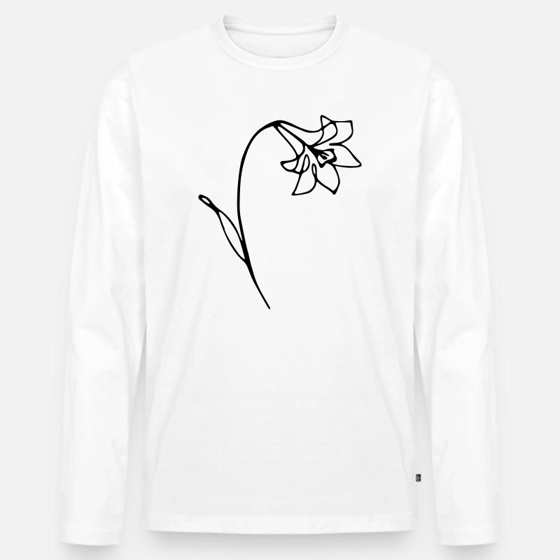 Narzisse - Männer Premium Bio Langarmshirt - Weiß