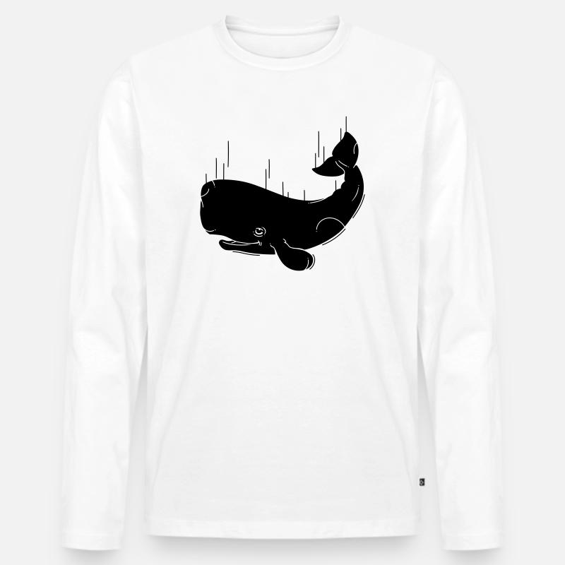 Fallender Wal - Männer Premium Bio Langarmshirt - Weiß