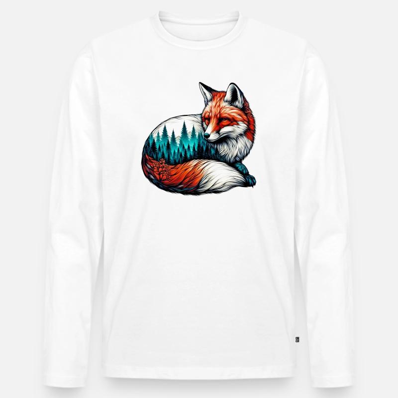 Fuchs - Männer Premium Bio Langarmshirt - Weiß