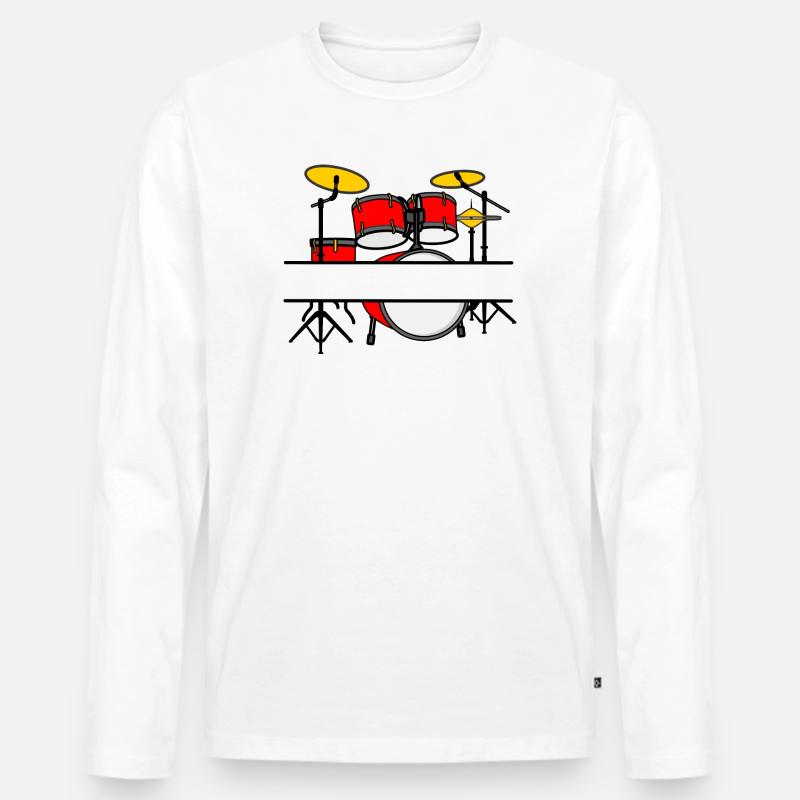 Drum Kit Name Banner Rotes Logo - Männer Premium Bio Langarmshirt - Weiß