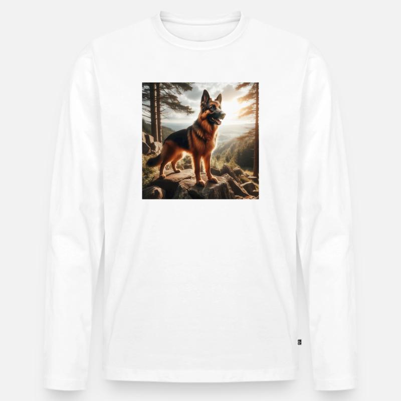 Deutscher Schäferhund Kunst - Männer Premium Bio Langarmshirt - Weiß