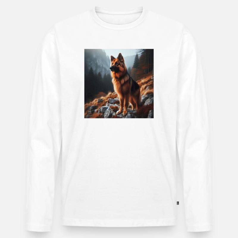 Deutscher Schäferhund Kunst - Männer Premium Bio Langarmshirt - Weiß