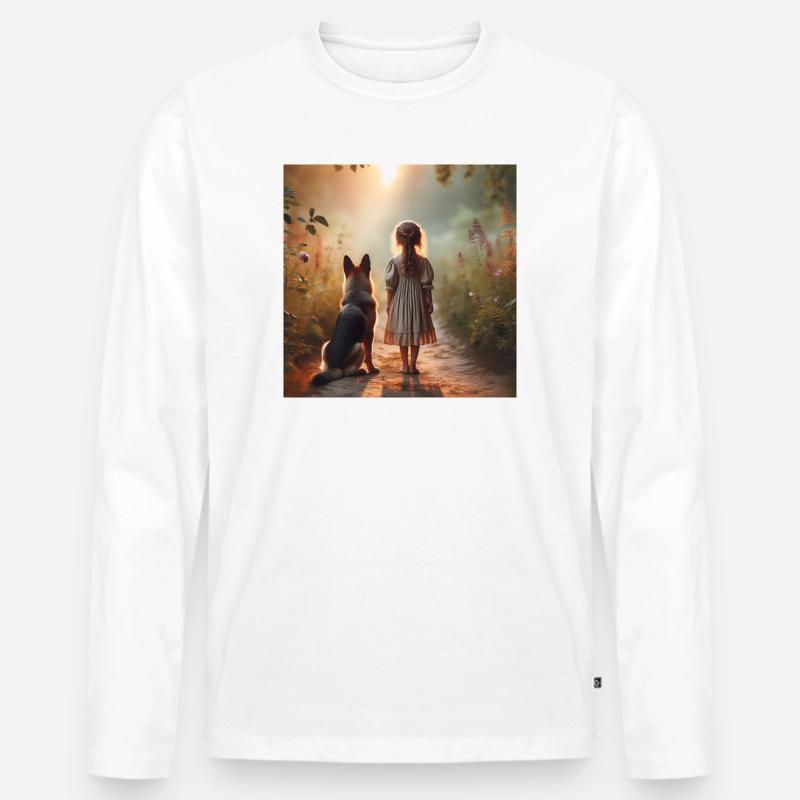 Deutscher Schäferhund Kunst - Männer Premium Bio Langarmshirt - Weiß