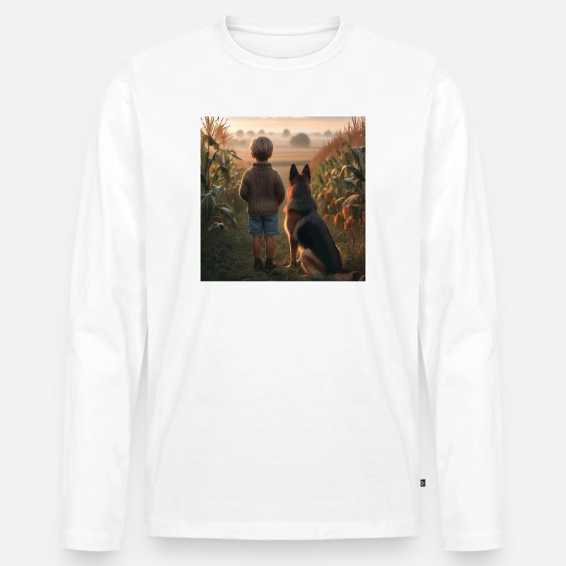 Deutscher Schäferhund Kunst - Männer Premium Bio Langarmshirt - Weiß