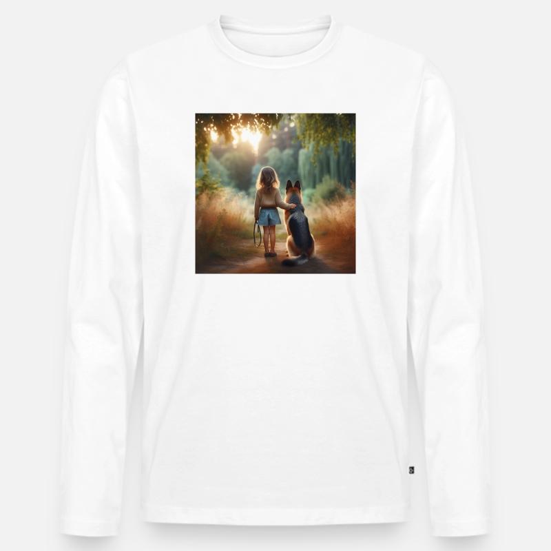 Deutscher Schäferhund Kunst - Männer Premium Bio Langarmshirt - Weiß
