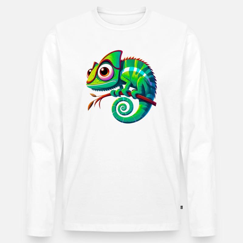Chamäleon - Männer Premium Bio Langarmshirt - Weiß
