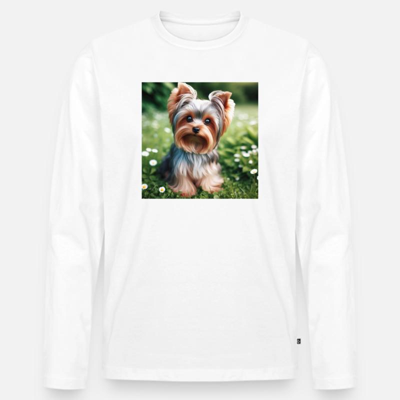 Yorkshire Terrier - Männer Premium Bio Langarmshirt - Weiß