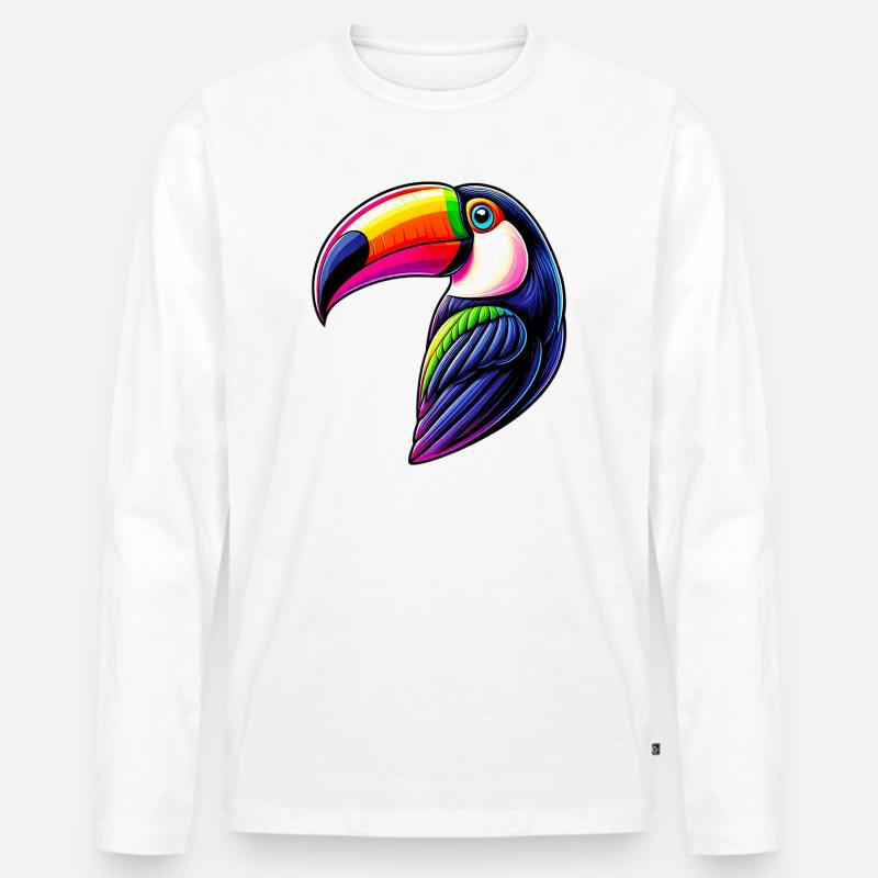 Tukan - Männer Premium Bio Langarmshirt - Weiß