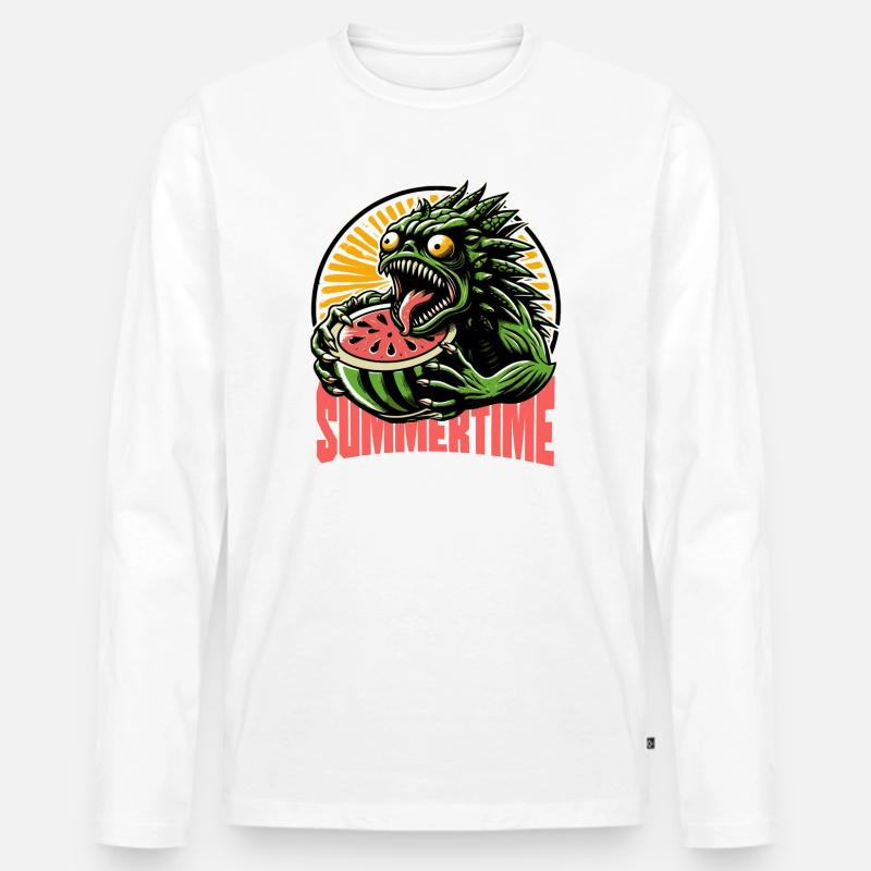 summertime summer vibes beach melone monster - Männer Premium Bio Langarmshirt - Weiß