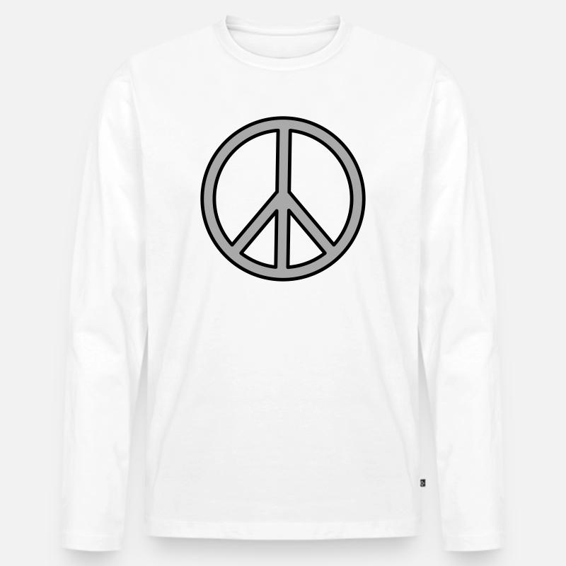 Peace Zeichen - Männer Premium Bio Langarmshirt - Weiß