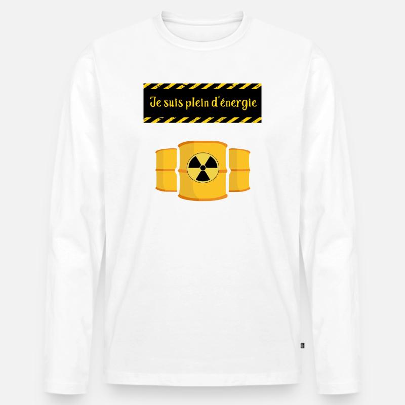 Ich bin voller Energie - Männer Premium Bio Langarmshirt - Weiß