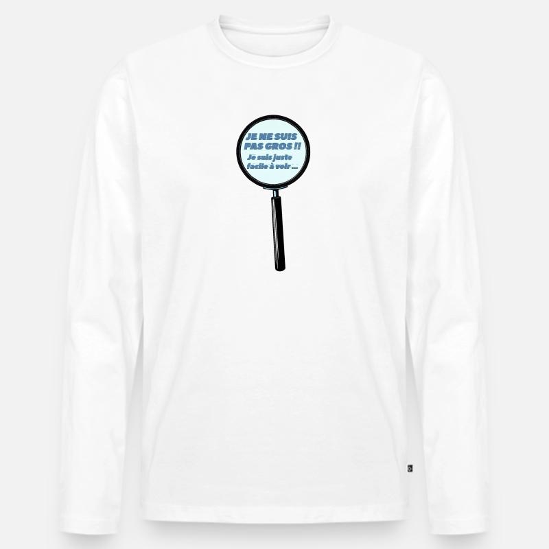 Ich bin nicht dick - Männer Premium Bio Langarmshirt - Weiß