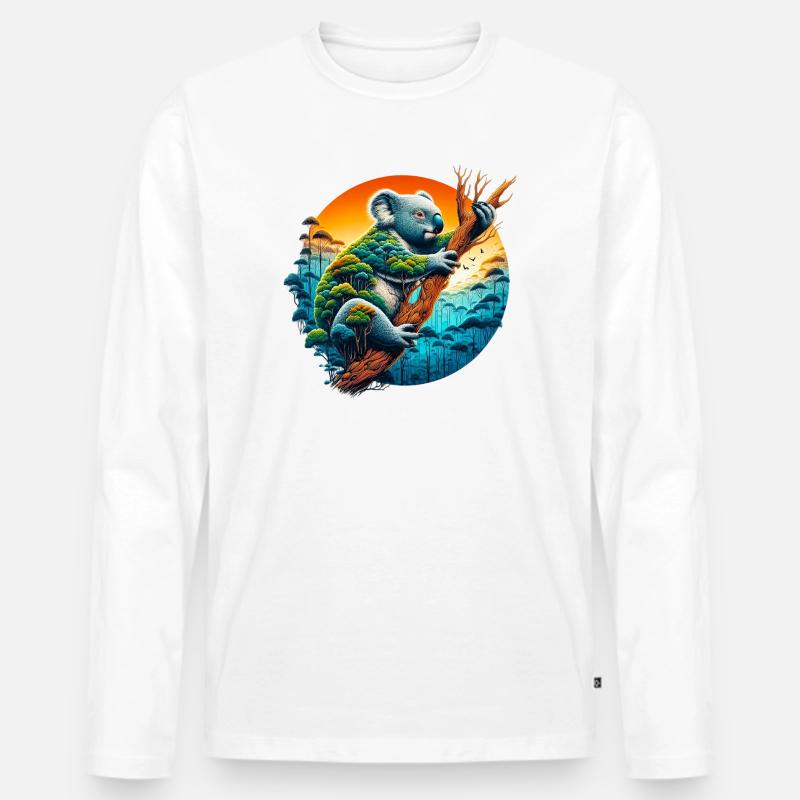 Koala - Männer Premium Bio Langarmshirt - Weiß