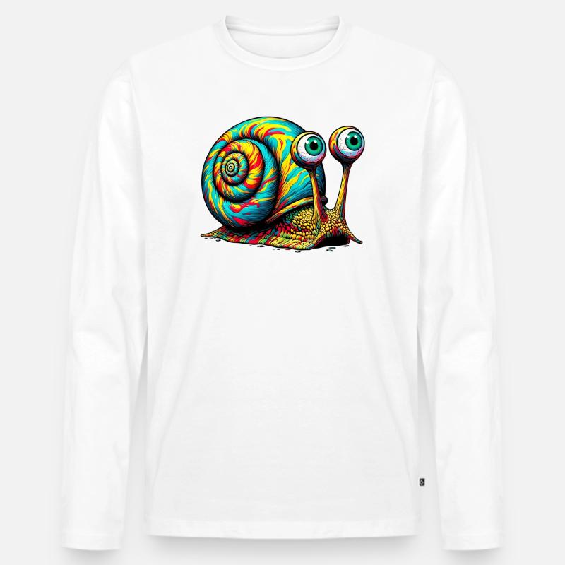 Schnecke - Männer Premium Bio Langarmshirt - Weiß