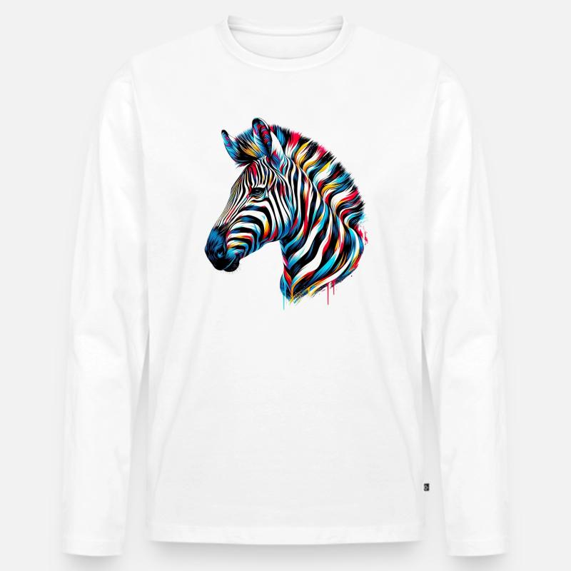 Zebra - Männer Premium Bio Langarmshirt - Weiß