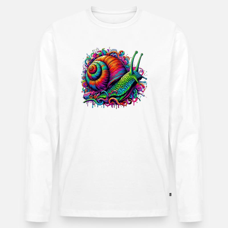 Schnecke - Männer Premium Bio Langarmshirt - Weiß