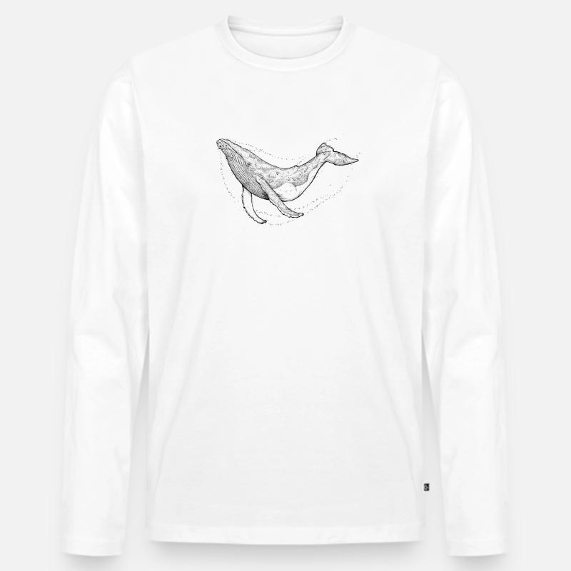 Buckelwal - Männer Premium Bio Langarmshirt - Weiß