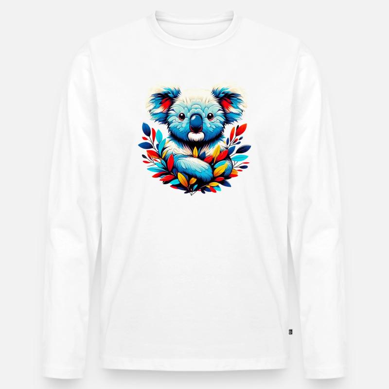 Koala - Männer Premium Bio Langarmshirt - Weiß