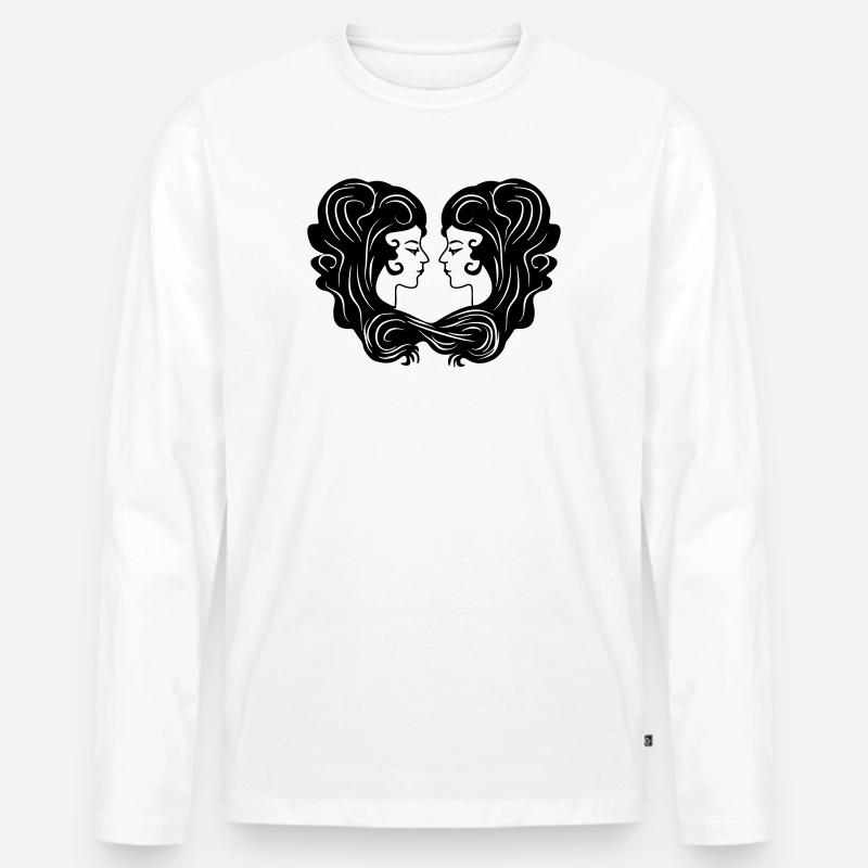 Sternzeichen-Bild Zwillinge - Männer Premium Bio Langarmshirt - Weiß