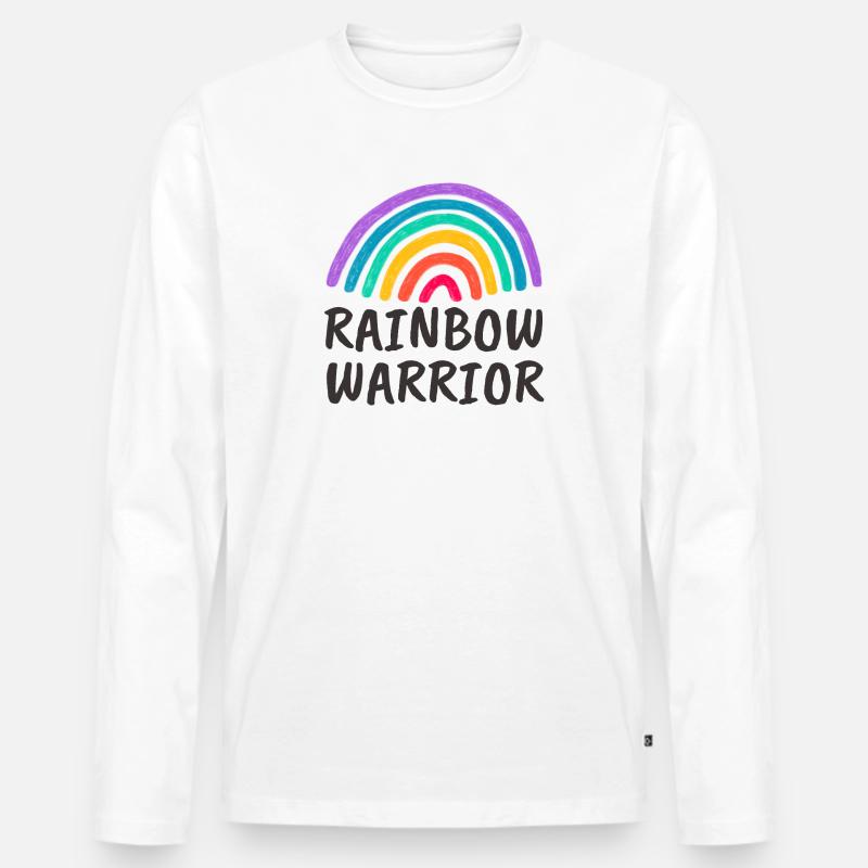Rainbow Warrior - Männer Premium Bio Langarmshirt - Weiß