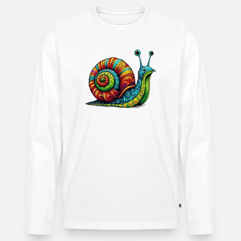 Schnecke - Männer Premium Bio Langarmshirt - Weiß