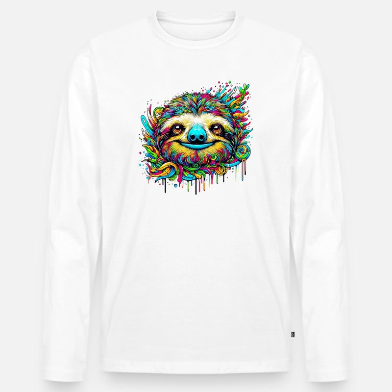 Faultier - Männer Premium Bio Langarmshirt - Weiß