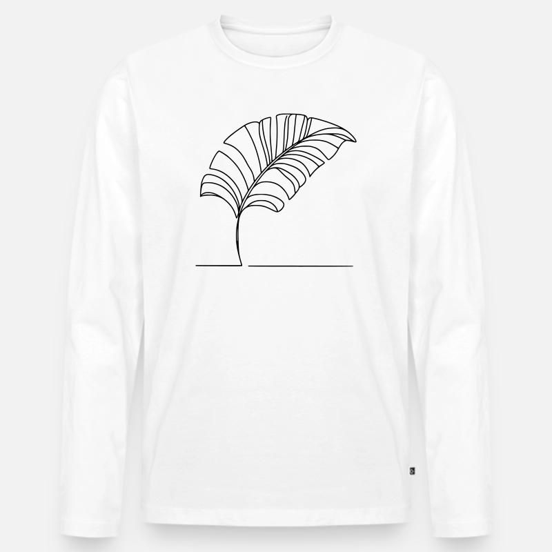 Blatt - Männer Premium Bio Langarmshirt - Weiß