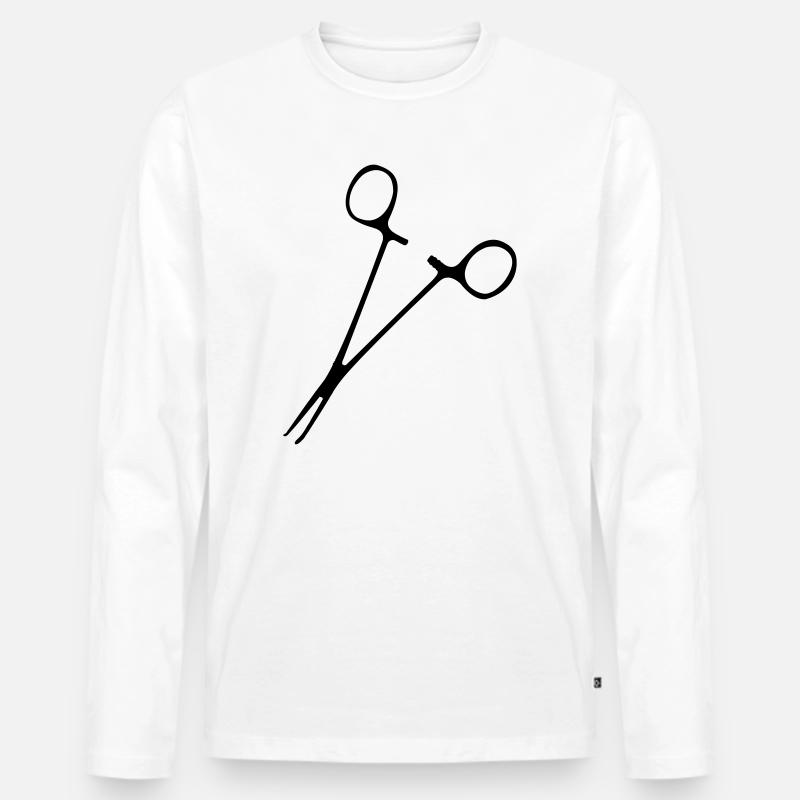 Arterienpinzette - Männer Premium Bio Langarmshirt - Weiß