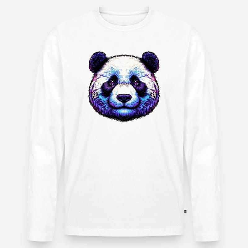 Panda - Männer Premium Bio Langarmshirt - Weiß