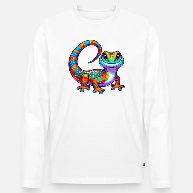 Gecko - Männer Premium Bio Langarmshirt - Weiß