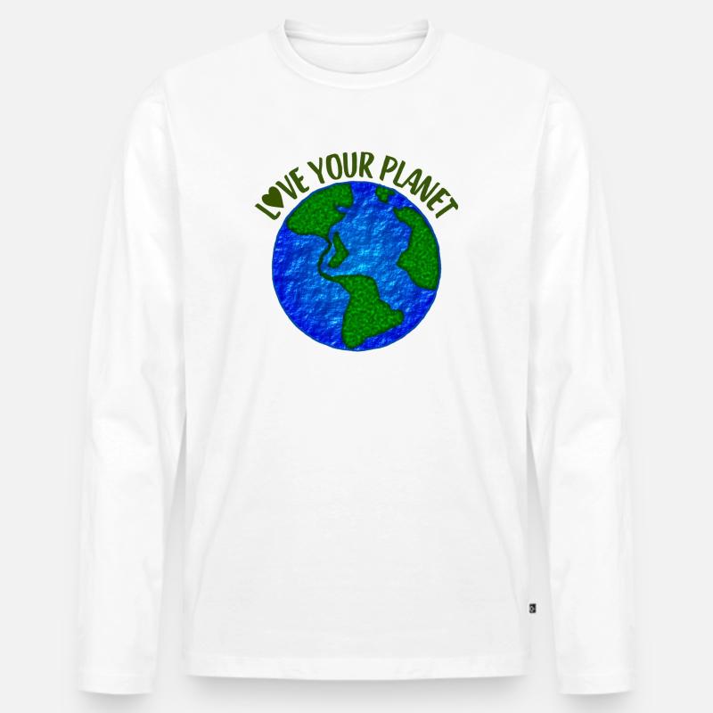 Liebe deinen Planeten - Männer Premium Bio Langarmshirt - Weiß