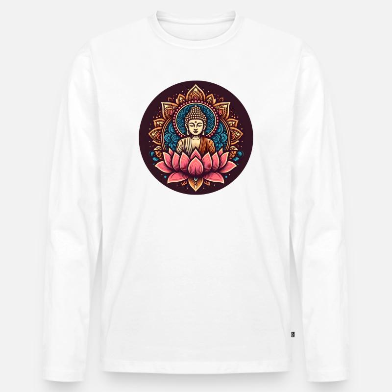 Buddha des Friedens - Männer Premium Bio Langarmshirt - Weiß