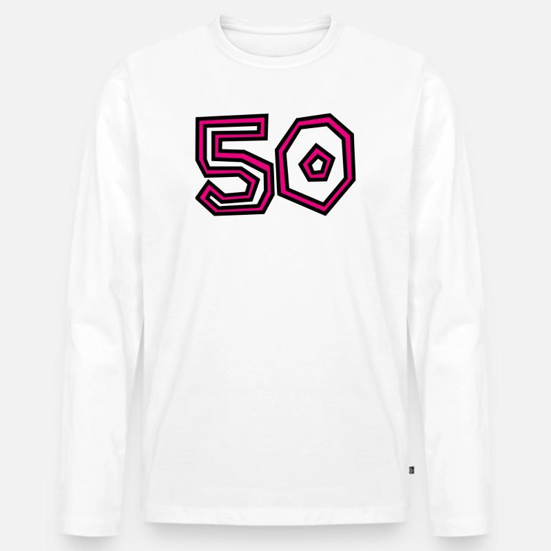 50 - Männer Premium Bio Langarmshirt - Weiß