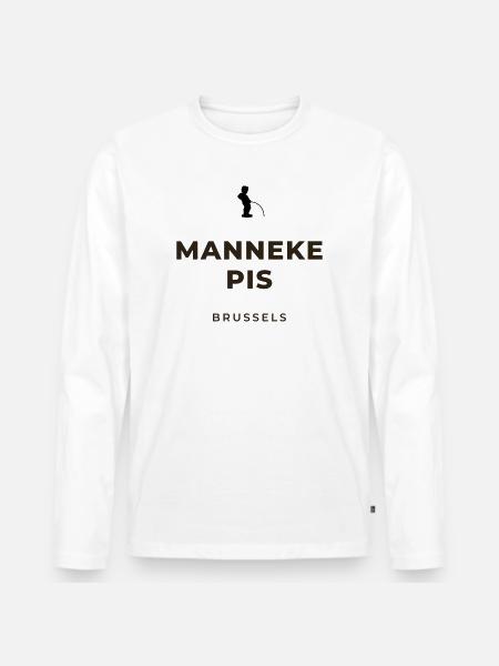 Manneken Piss Brussels - Men's Premium Organic Long Sleeve Shirt - white