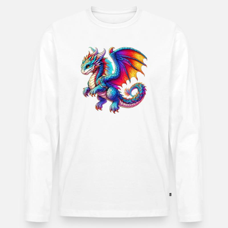 Drache - Männer Premium Bio Langarmshirt - Weiß