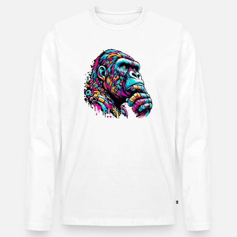 Gorilla - Männer Premium Bio Langarmshirt - Weiß
