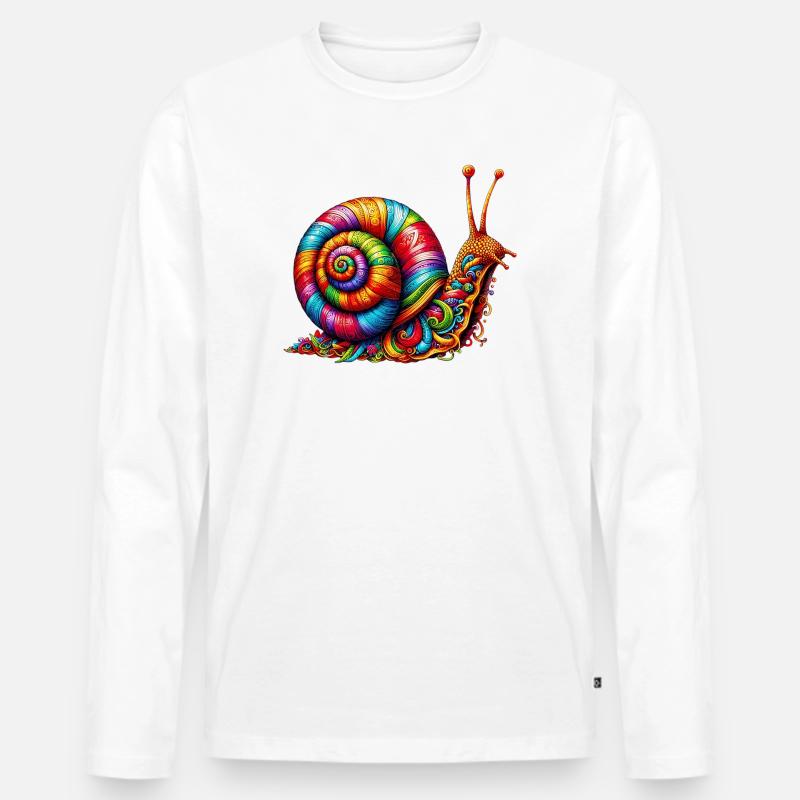 Schnecke - Männer Premium Bio Langarmshirt - Weiß