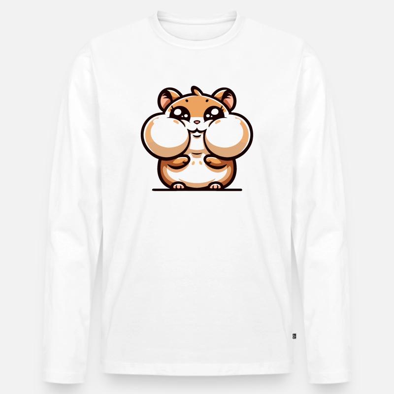 Ein Hamster im Cartoon-Stil - Männer Premium Bio Langarmshirt - Weiß