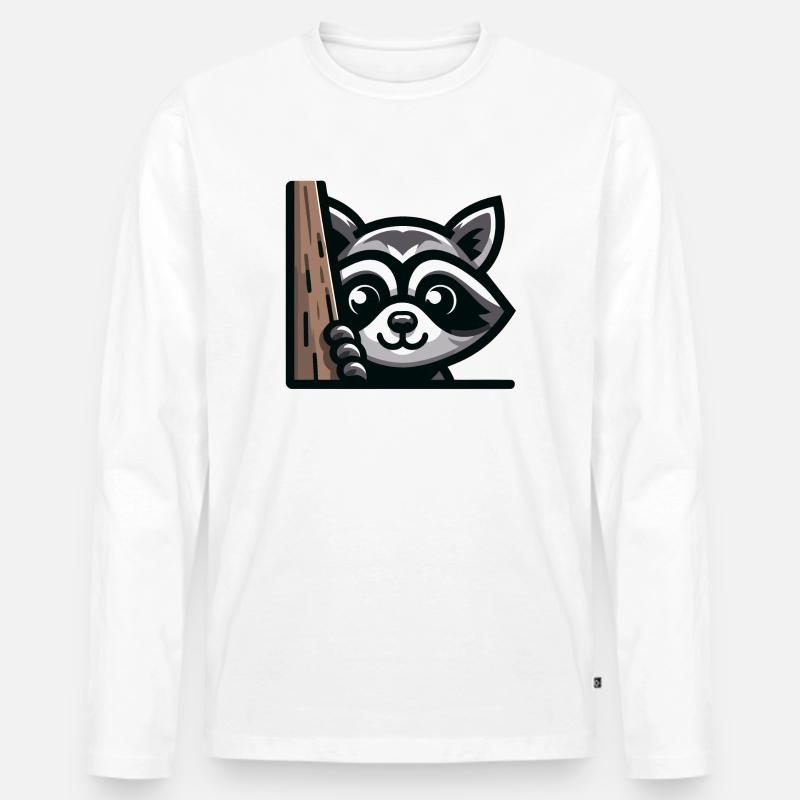 Ein Waschbär im Cartoon-Stil - Männer Premium Bio Langarmshirt - Weiß