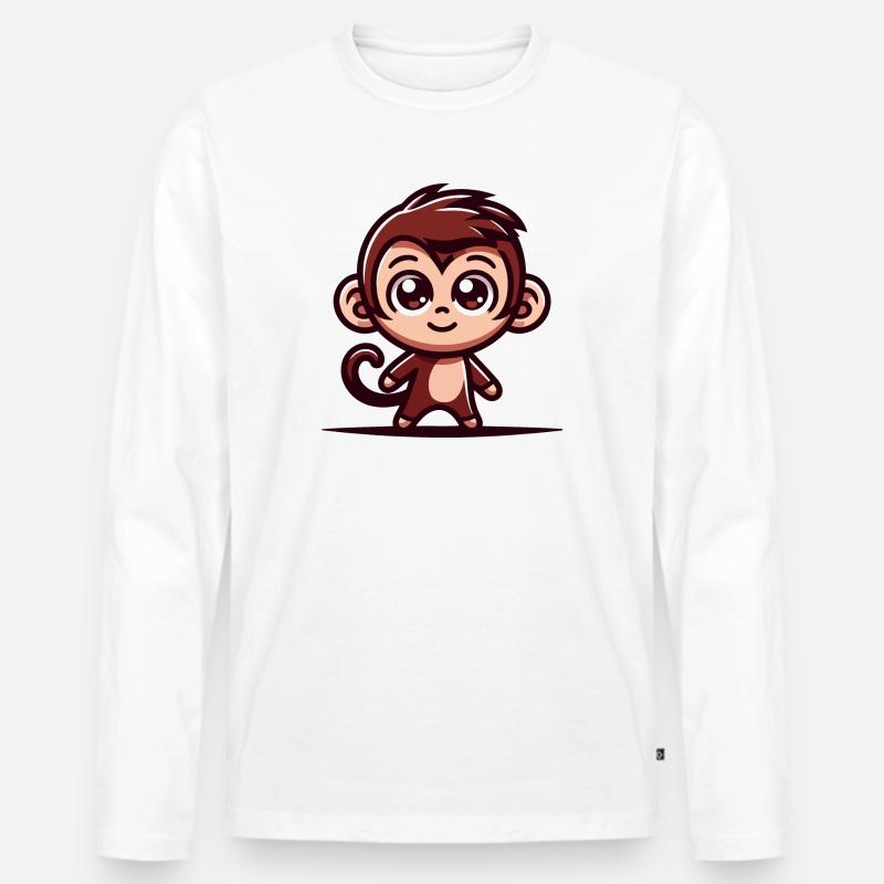 Ein niedlicher Affe im Cartoon-Stil - Männer Premium Bio Langarmshirt - Weiß
