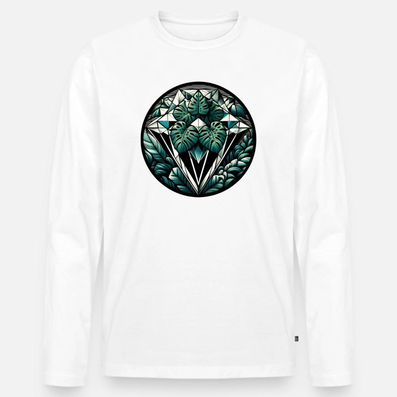 Diamant des Dschungels - Männer Premium Bio Langarmshirt - Weiß