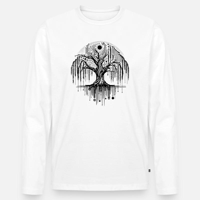 Technologie Lebensbaum Platine Weide - Männer Premium Bio Langarmshirt - Weiß