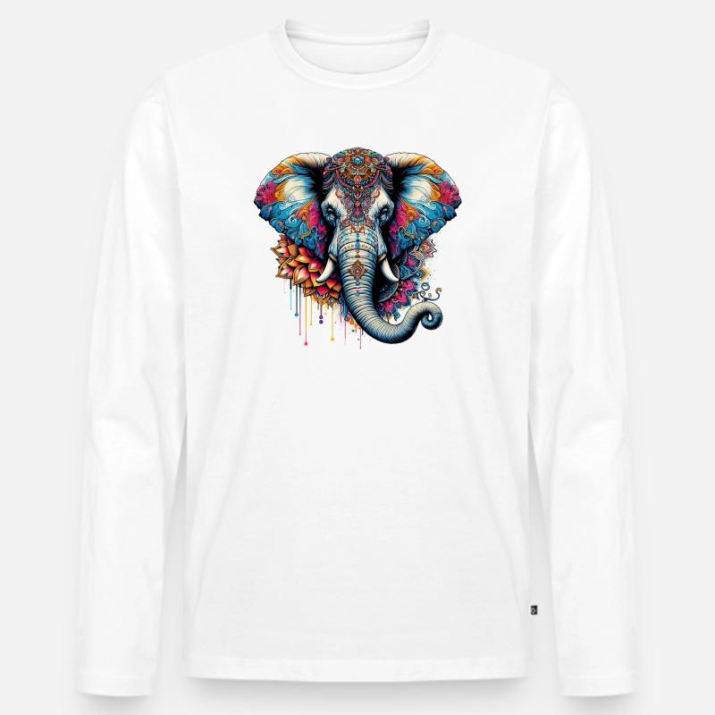 Elefant - Männer Premium Bio Langarmshirt - Weiß
