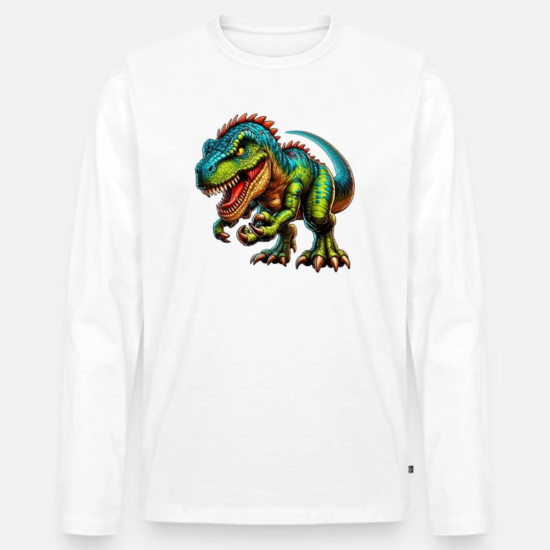 Dinosaurier - Männer Premium Bio Langarmshirt - Weiß