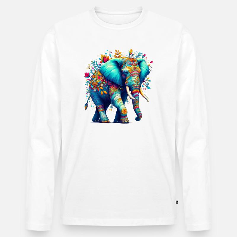 Elefant - Männer Premium Bio Langarmshirt - Weiß