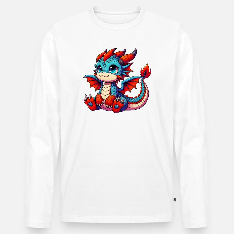 Drache - Männer Premium Bio Langarmshirt - Weiß