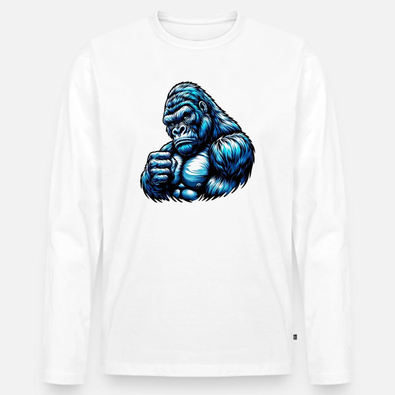 Gorilla - Männer Premium Bio Langarmshirt - Weiß