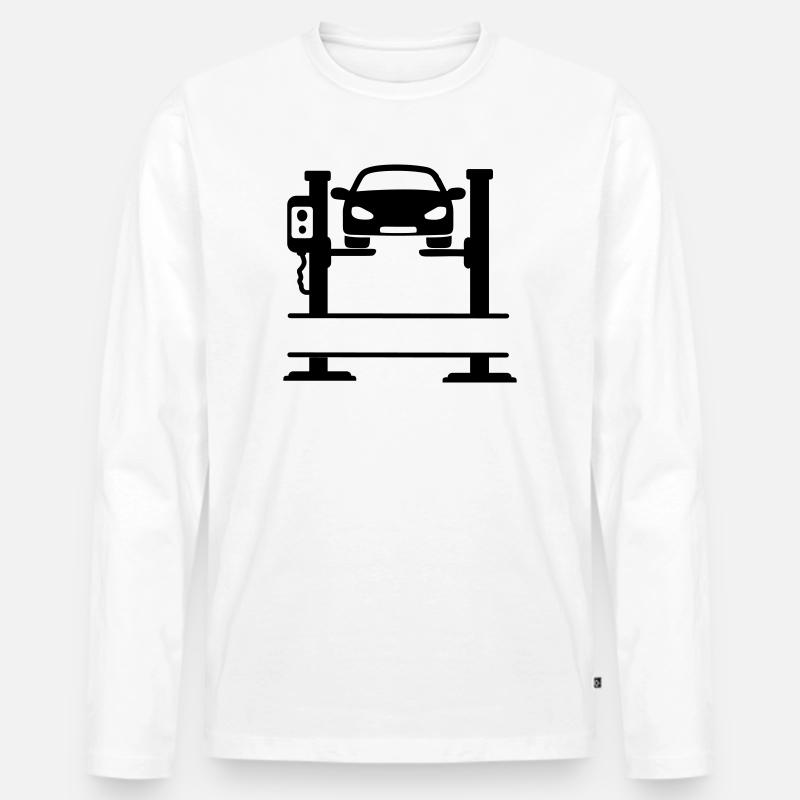 Auto-Garagen-Lift - Männer Premium Bio Langarmshirt - Weiß